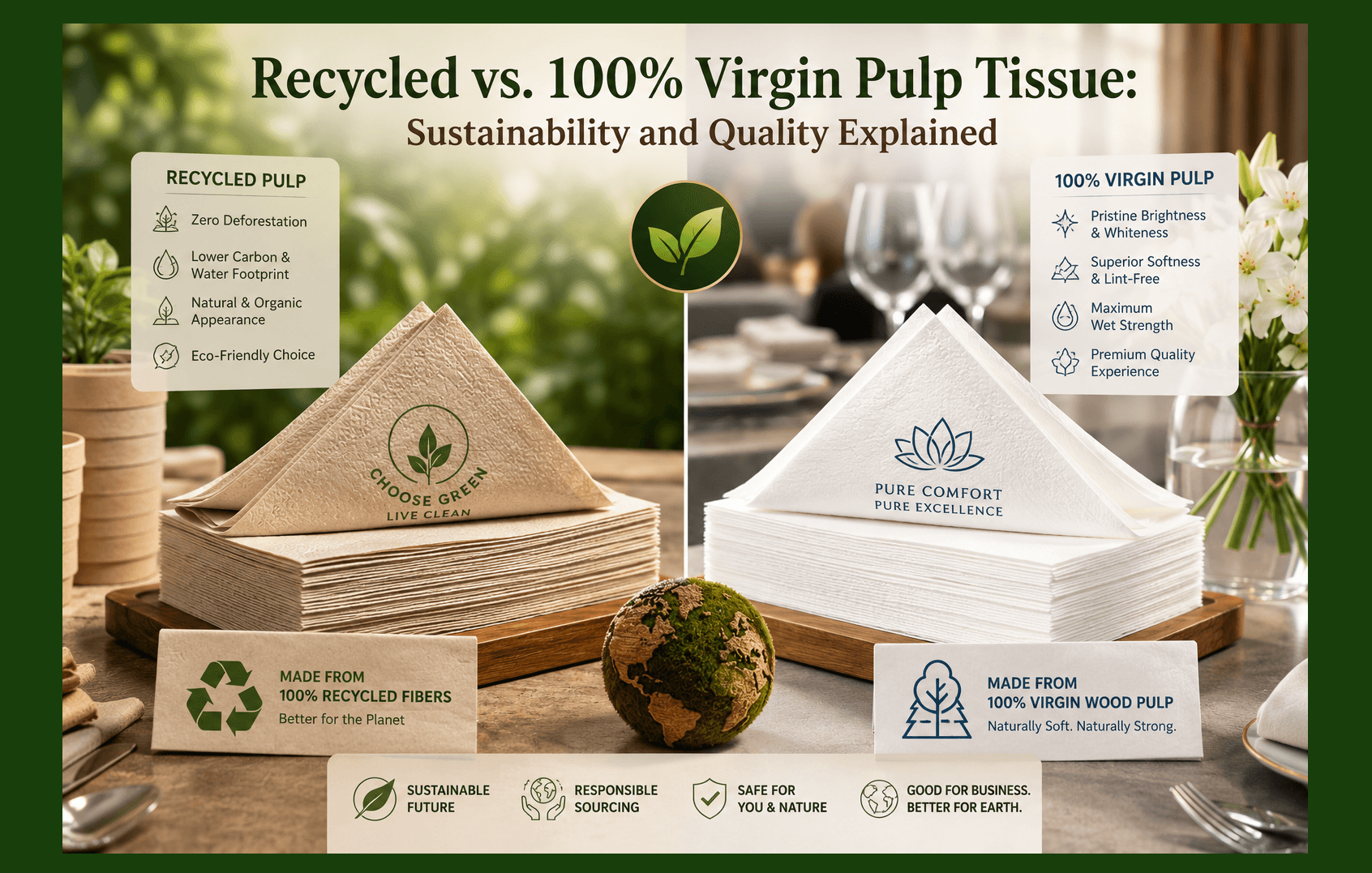 Recycled vs. 100% Virgin Pulp Tissue: Sustainability and Quality Explained